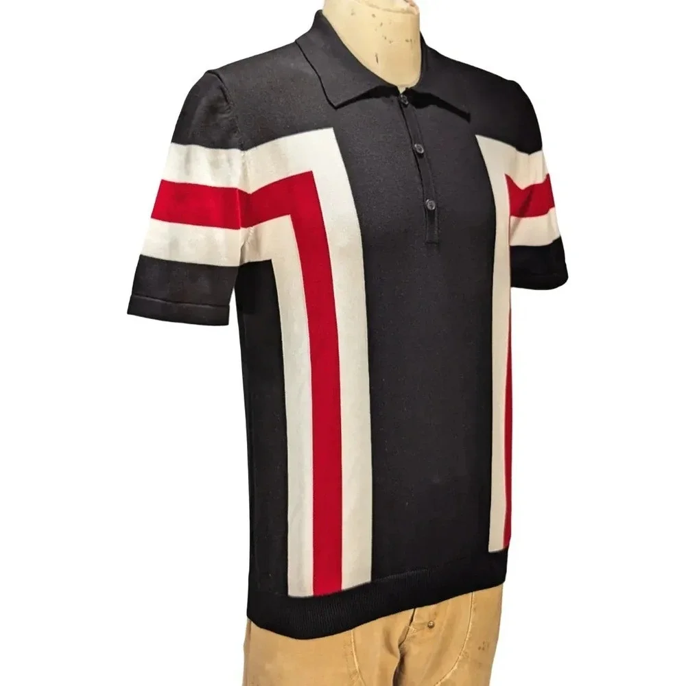 HUGO Boss Spolo Geometric Cotton Knit Polo Shirt Men's Sz S NWT $144 - Picture 5 of 9